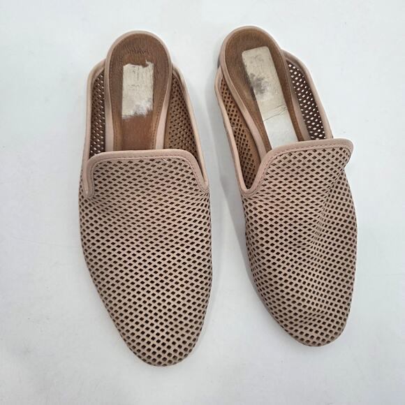 Frye Women's Gwen Slide Laser Cut Perforated Blush Nubuck Leather Sandal 8 - Picture 2 of 7